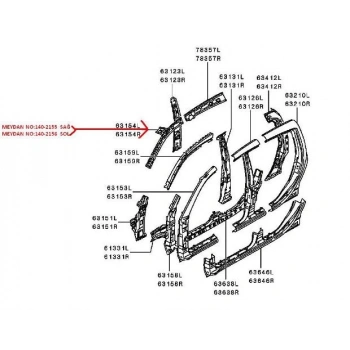 MITSUBISHI L200- PICK UP- 06/15; ÖN DİREK ÜST IÇ SACI SAĞ TAVAN ÖN KISMINA TAKILAN ÇİFT KABİN(OR