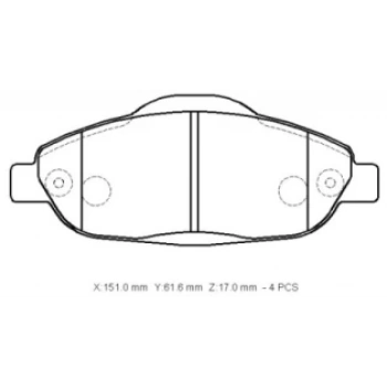 PEUGEOT 308- 08/13; ÖN FREN BALATASI (KABLOSUZ)(DİSK) (151X61,6X17) (BRAMAX)