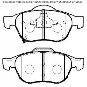 TOYOTA AVENSIS- 01/02; ÖN FREN BALATASI 1,6/1,8/2,0 (DİSK) (155X71,1X17,5/15;6,4X68,4X17,5) (DAIWA)