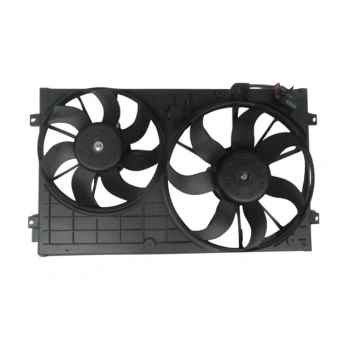 VOLKSWAGEN CADDY- 11/15; RADYATÖR VE KLİMA FAN DAVLUMBAZI  KOMPLE ÇİFTLİ (7+7 KANAT) (MOTORLU)(ORİS)