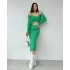 Yeşil Etek Crop Hırka Üçlü Triko Takım