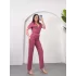 Fuşya Bel Dantel Şerit Gömlek Yaka Tulum