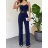 Lacivert Interlok Gloplu Crop Çimalı İkili Takım