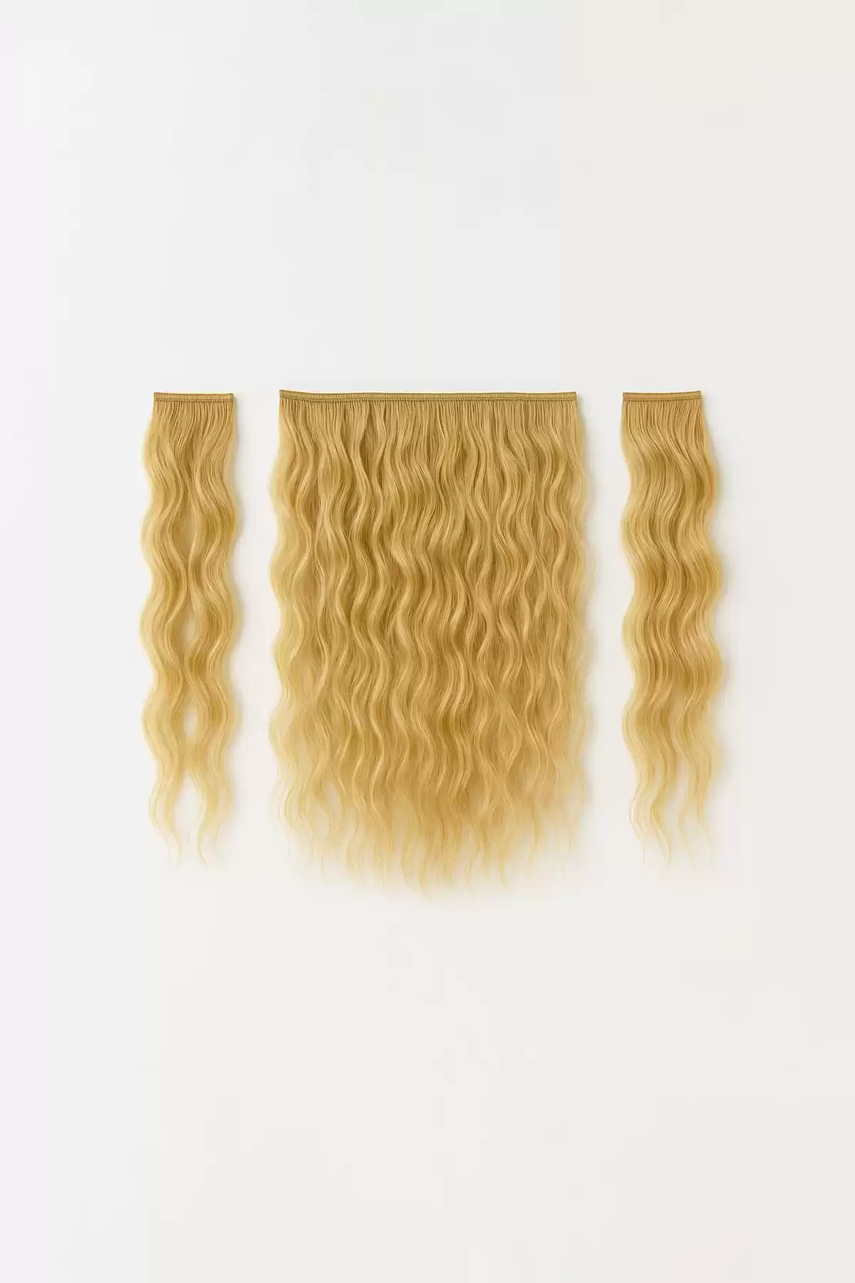 3 Parça Yarımay - Yarım Ay Çıt Çıt Saç / Külü Sarı / Su Dalgası / 60cm - HT16