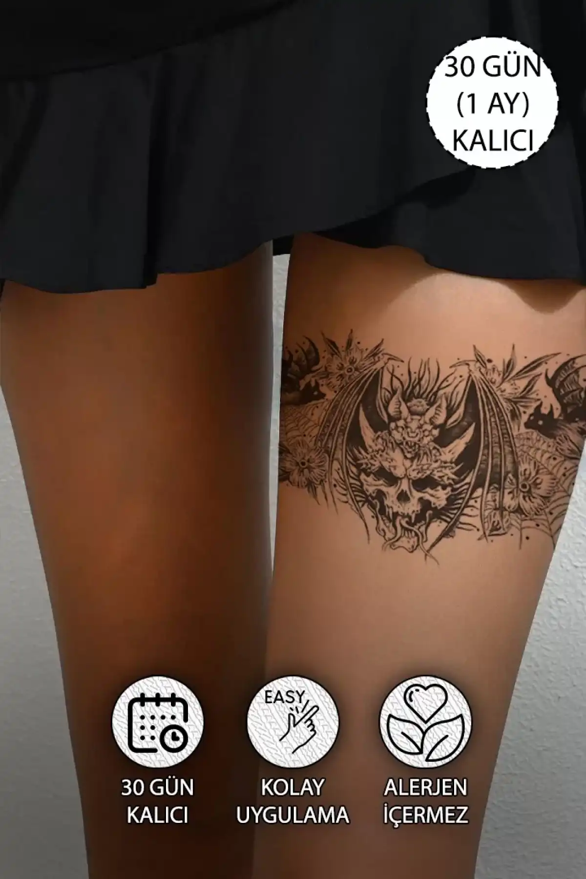 30 Gün / 1 Ay Kalıcı Jartiyer, Göbek, Bel Dövme Tattoo - 12 Saat Sonra Kararır