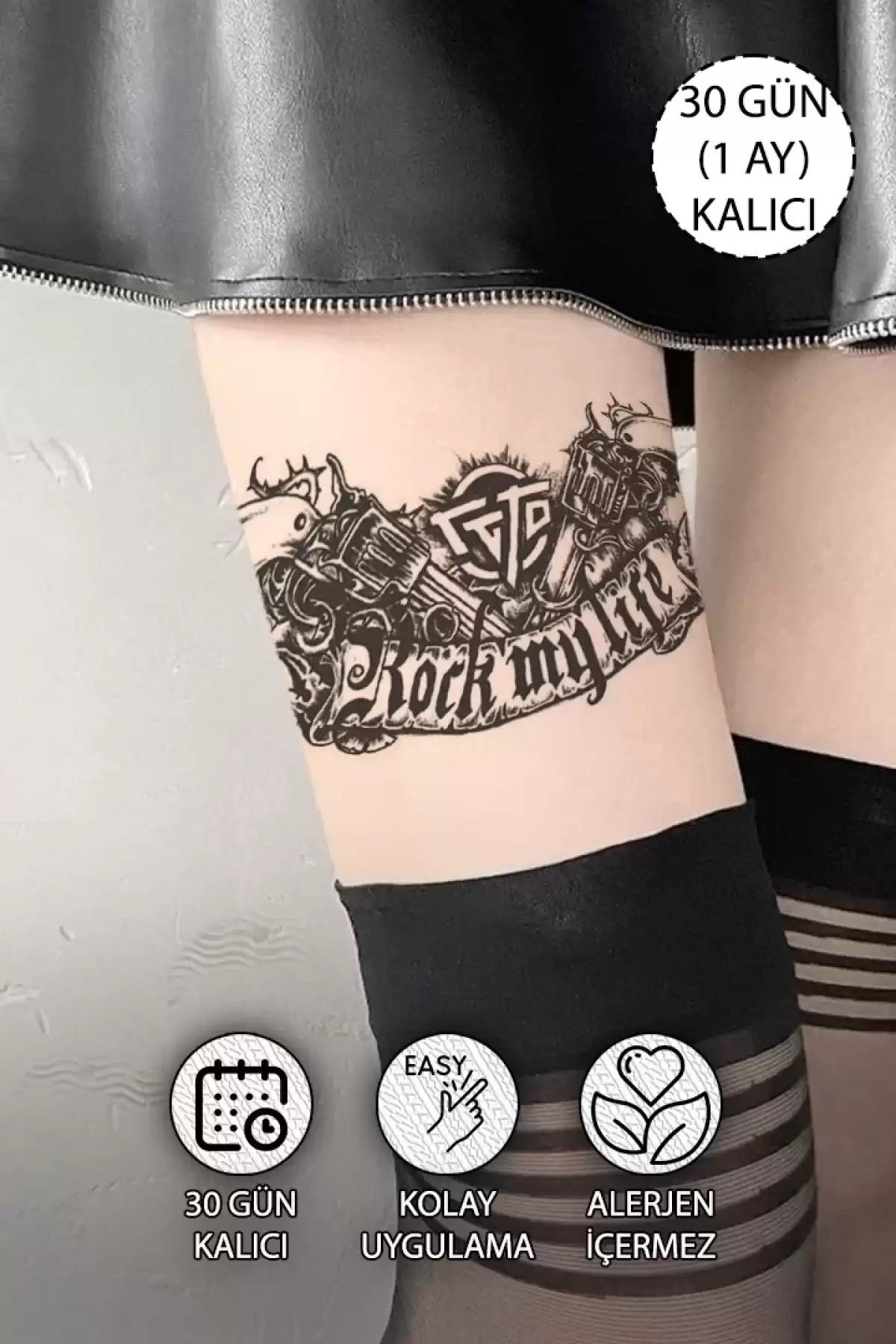 30 Gün / 1 Ay Kalıcı Jartiyer, Göbek, Bel Dövme Tattoo - 12 Saat Sonra Kararır