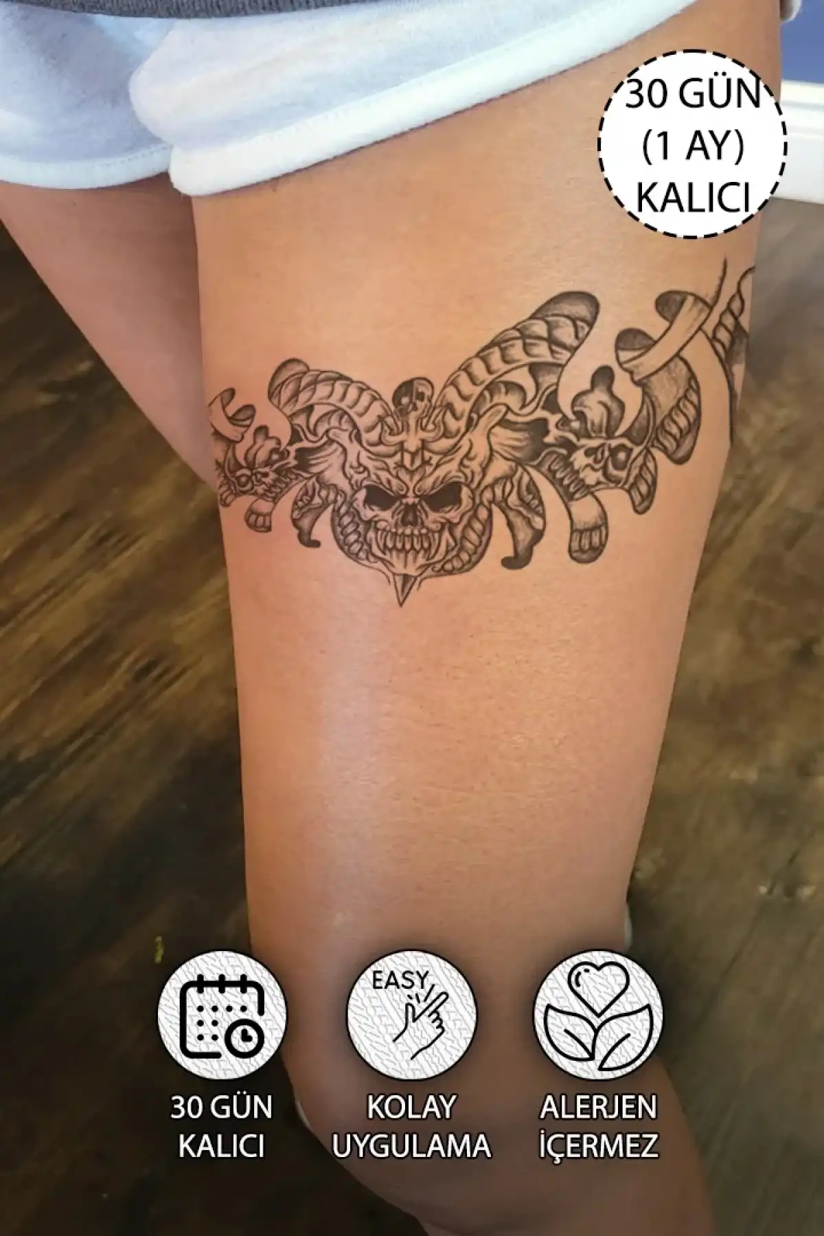 30 Gün / 1 Ay Kalıcı Jartiyer, Göbek, Bel Dövme Tattoo - 12 Saat Sonra Kararır