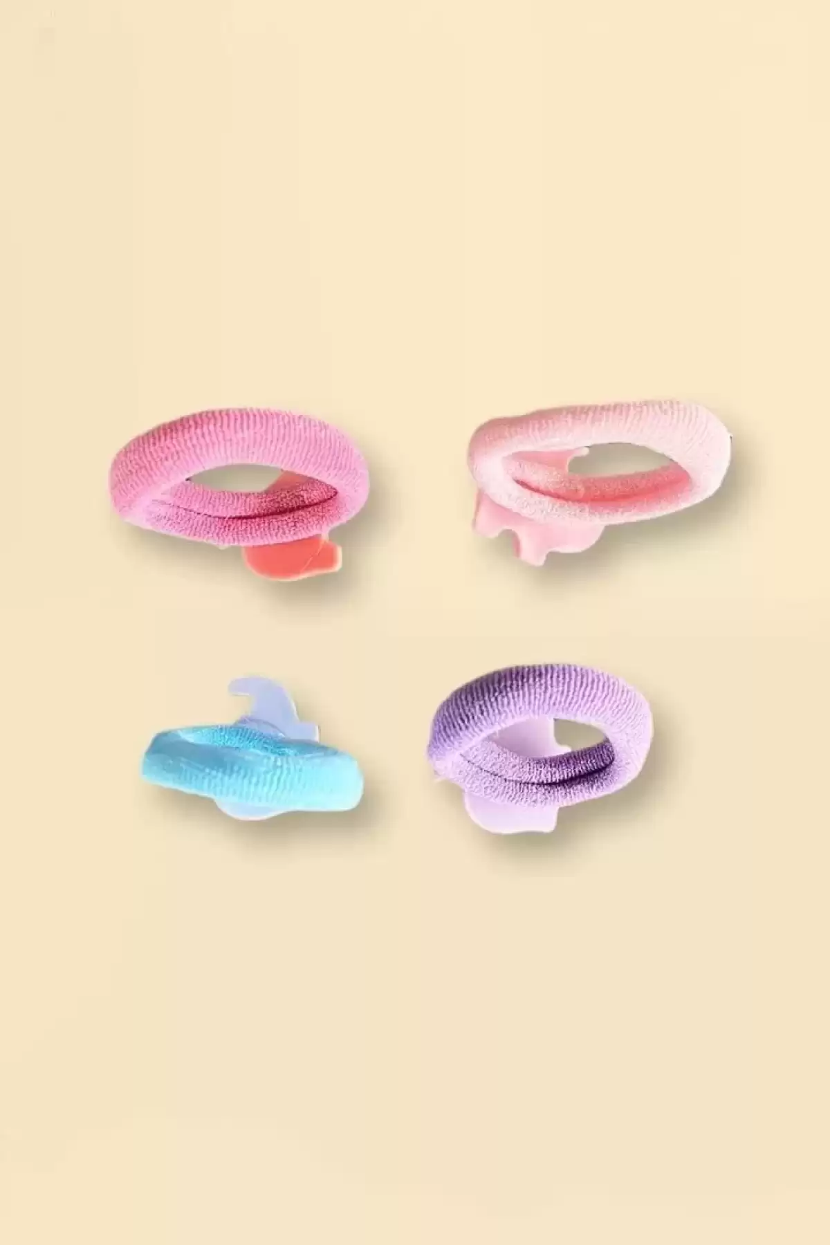 4lü Karışık Renk Fil Figürlü Çocuk Lastik Toka