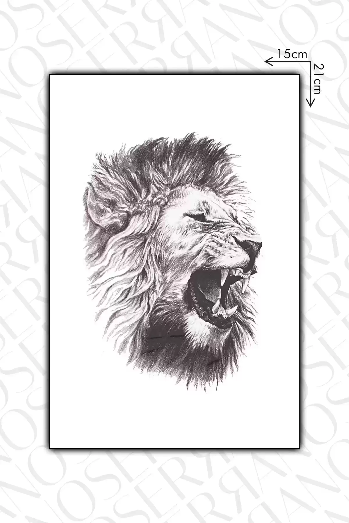 Aslan Figürlü Dövme Tattoo - Anında Görünüm - Doğru Uygulanırsa 2 Haftaya Kadar Kalıcı