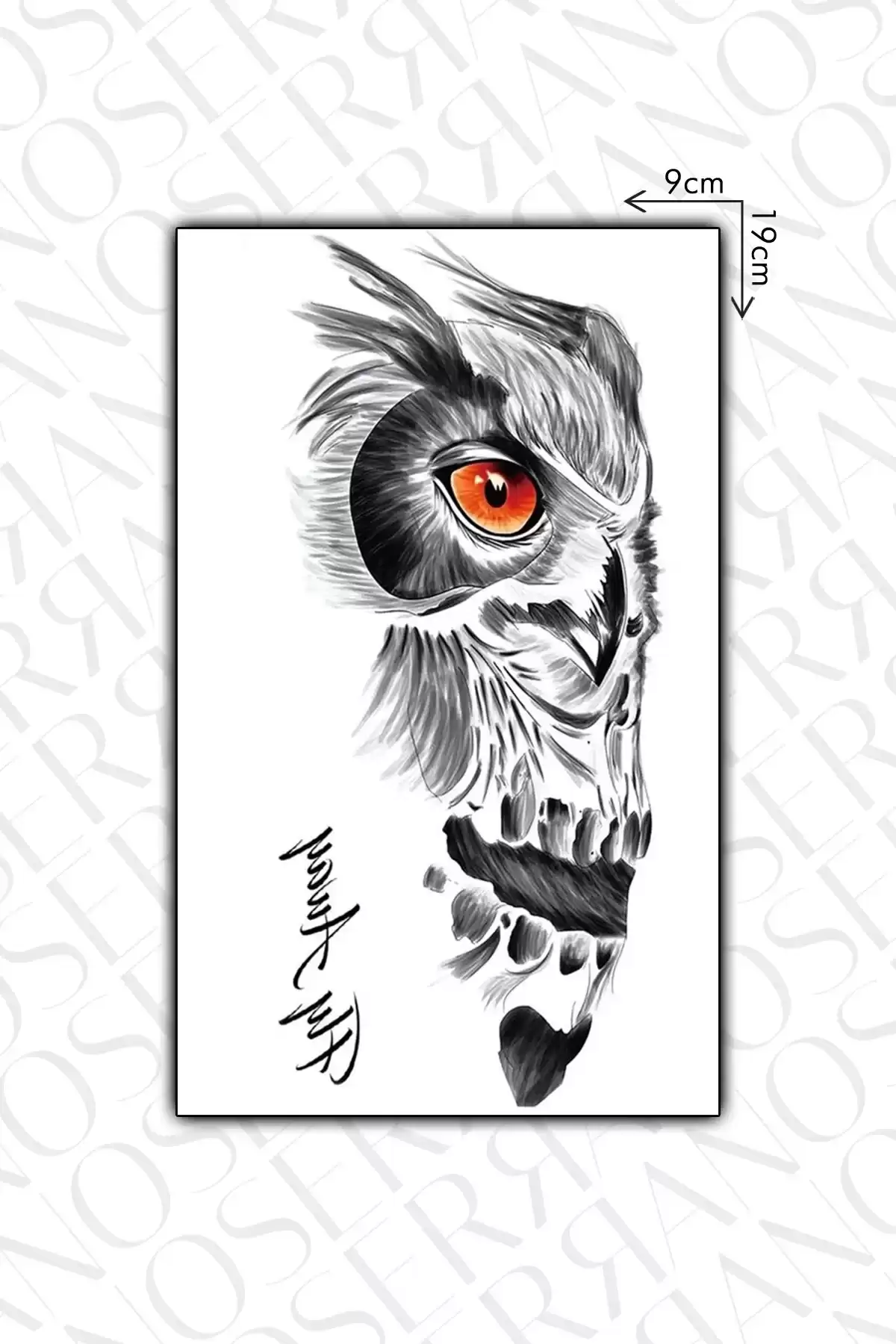 Baykuş Geçici Dövme Tattoo - Anında Görünüm - Doğru Uygulanırsa 2 Haftaya Kadar Kalıcı