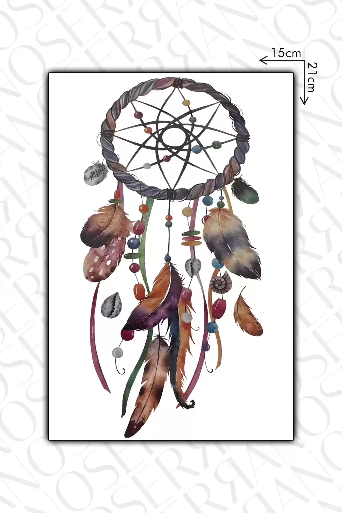 Dreamcatcher Geçici Dövme Tattoo - Anında Görünüm - Doğru Uygulanırsa 2 Haftaya Kadar Kalıcı