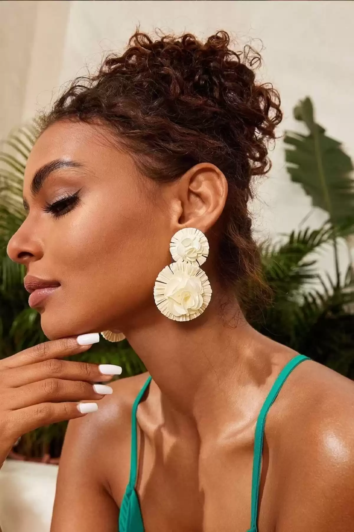 Flor Boêmia Beyaz Küpe - Yaz Tatili Modası