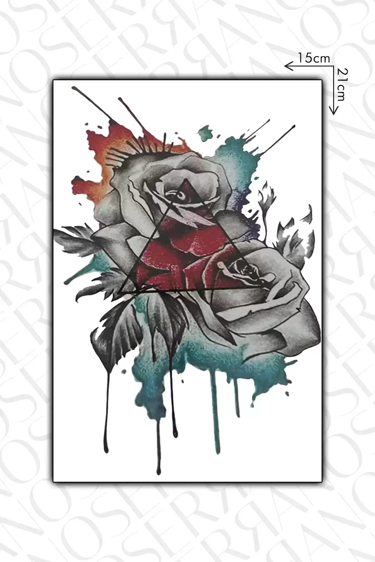 Güllü Geçici Dövme Tattoo - Anında Görünüm - Doğru Uygulanırsa 2 Haftaya Kadar Kalıcı