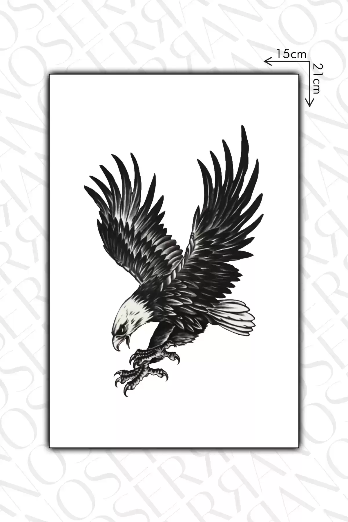 Kartal Geçici Dövme Tattoo - Anında Görünüm - Doğru Uygulanırsa 2 Haftaya Kadar Kalıcı