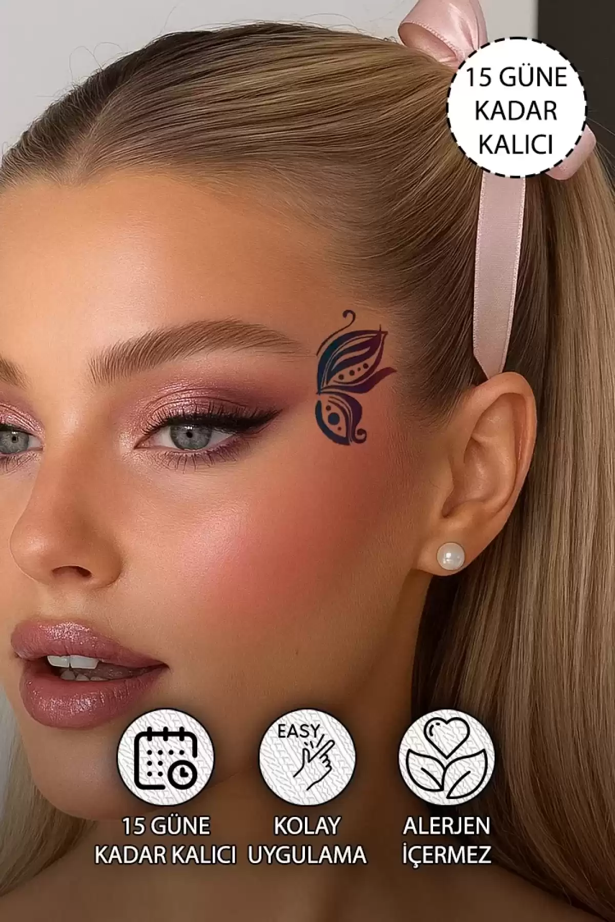 Kelebek Makyaj Dövme Tattoo - Anında Görünüm - Doğru Uygulanırsa 2 Haftaya Kadar Kalıcı