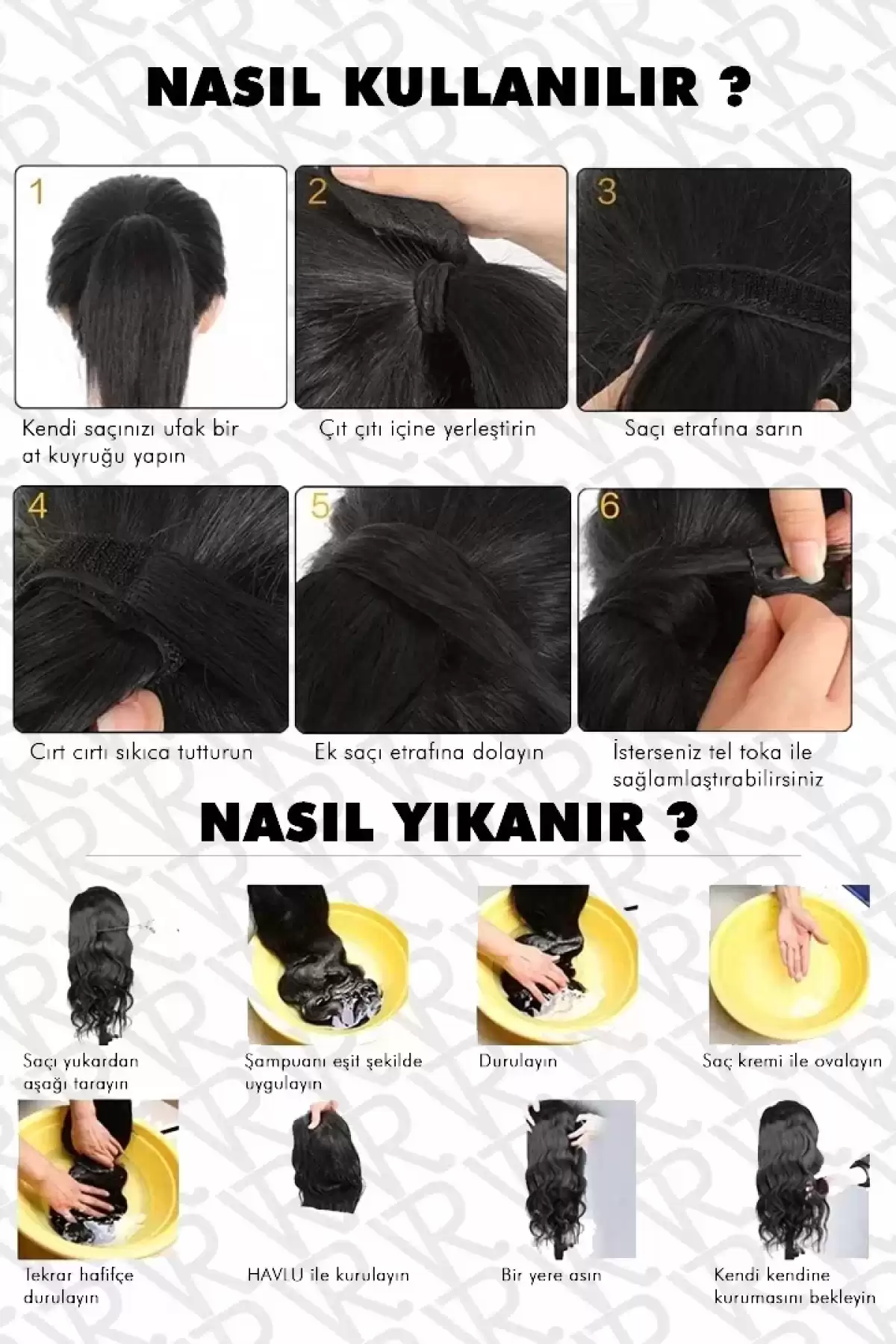 Küllü Sarı Renk Cırtcırtlı Düz At Kuyruğu Saç