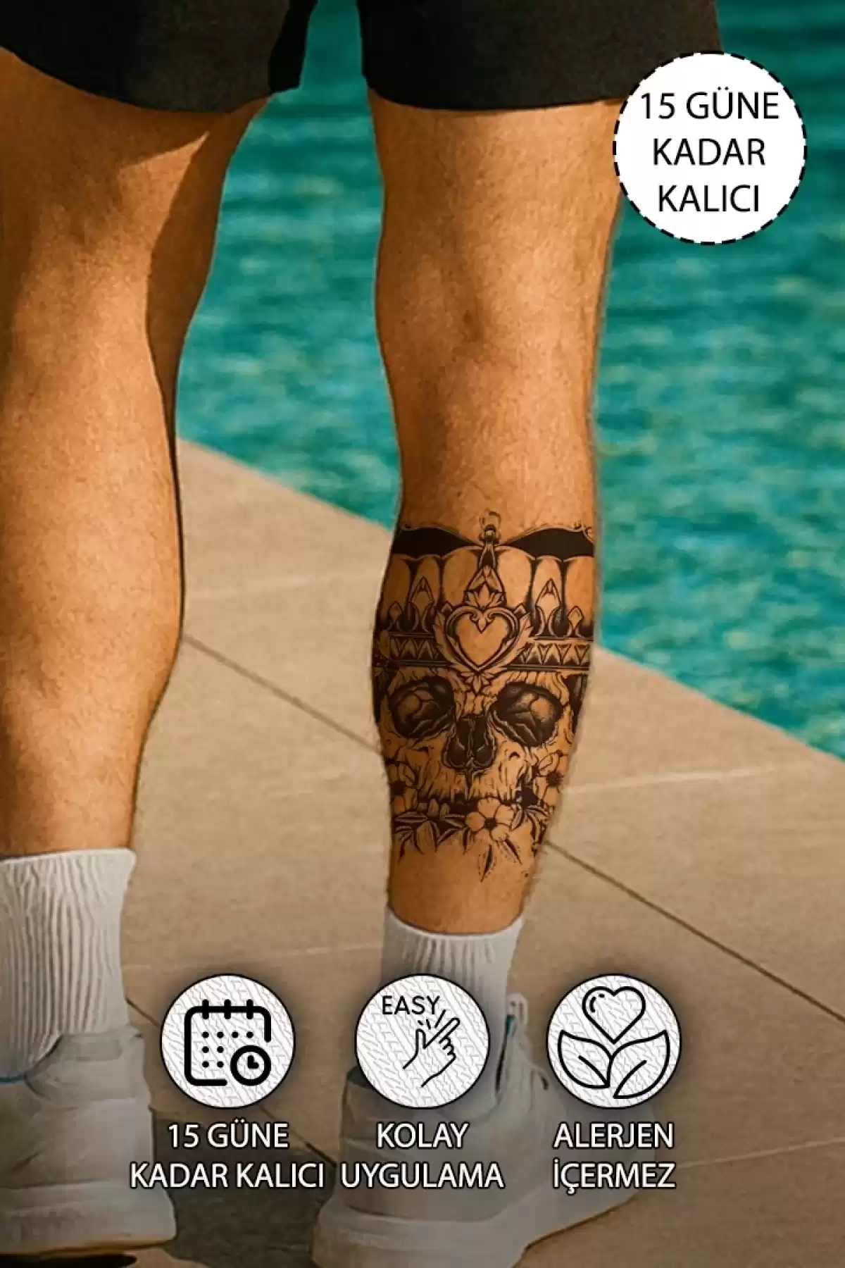 Kurukafa Geçici Dövme Tattoo - Anında Görünüm - Doğru Uygulanırsa 2 Haftaya Kadar Kalıcı