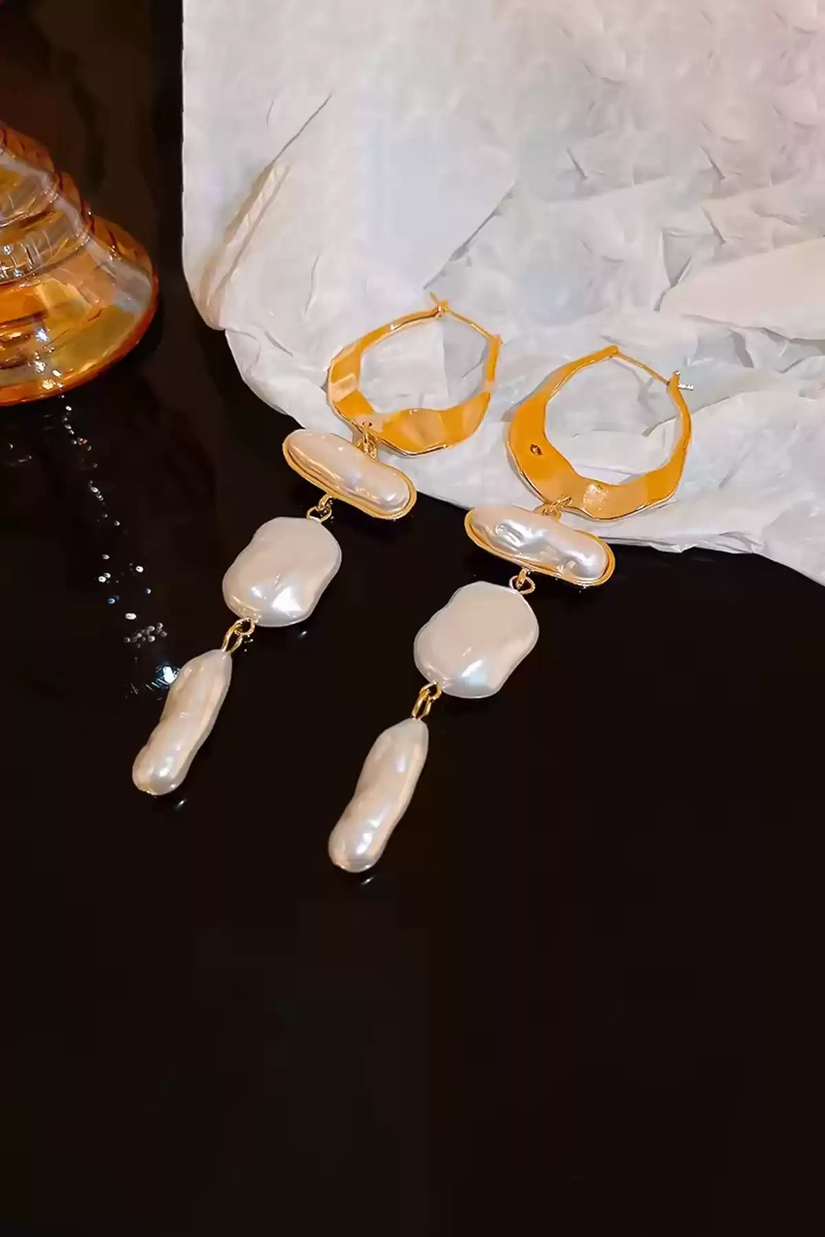 Pearl Cascade Abiye Küpe (Çift)