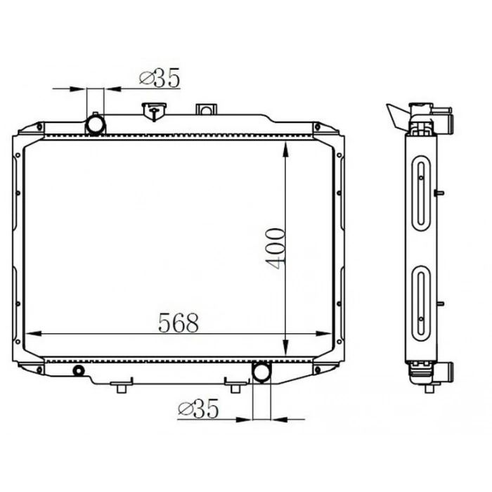 RADYATÖR SU MITSUBISHI L300 MİNİBÜS 2000- ALT BOĞAZ EĞİK ÇIKIŞ KALIN 400X590MM /MR464458