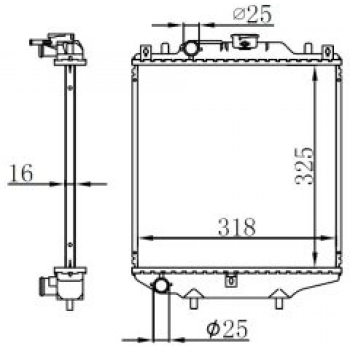 RADYATÖR SU SUZUKI ALTO 1.0, TİCO 800CC 95+ MANUEL 320X348MM KALINLIK 26MM /17700-60D40