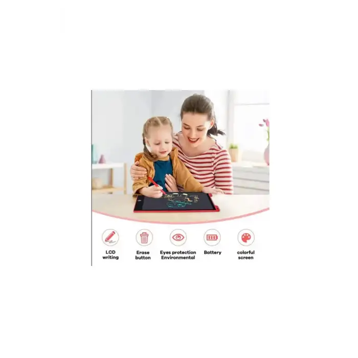 12 Inc Renkli Lcd Grafik Dijital Kalemli Çizim Tableti Yazı Tahta Not Yazma Eğitim Tableti Kırmızı