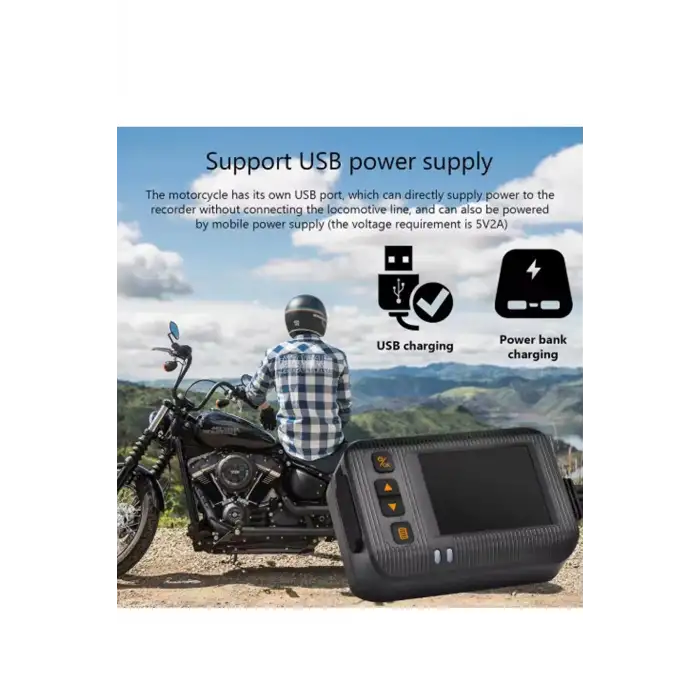 2 İnç Ekran 1080p Motosiklet Ön Ve Arka Görüş Kamerası Kumandalı Gidon Baglantılı