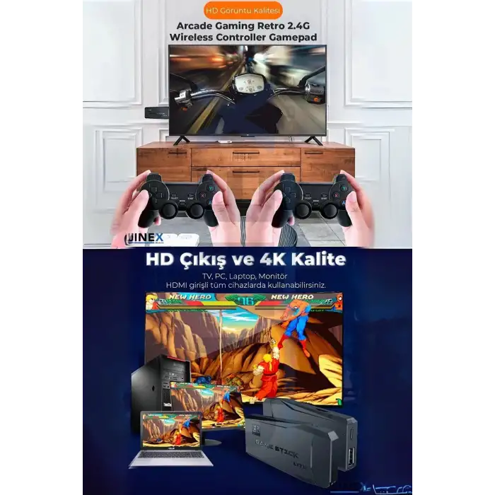 2.4g Kablosuz Çift Kol Retro Oyunlar 4k Game Stick 3500 Oyun