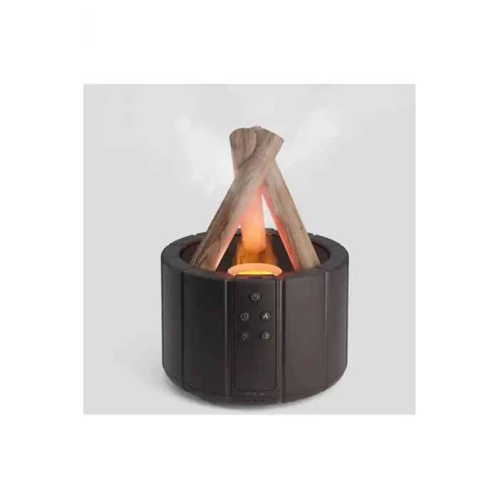 250 Ml Alev Görüntülü Bonfire Oda Nemlendirici Şık Tasarım Uzaktan Kumanda Kontrollü Siyah