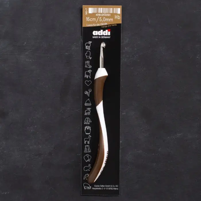 Addi Swing 5mm 16cm Kahverengi Ergonomik Yün Tığ -