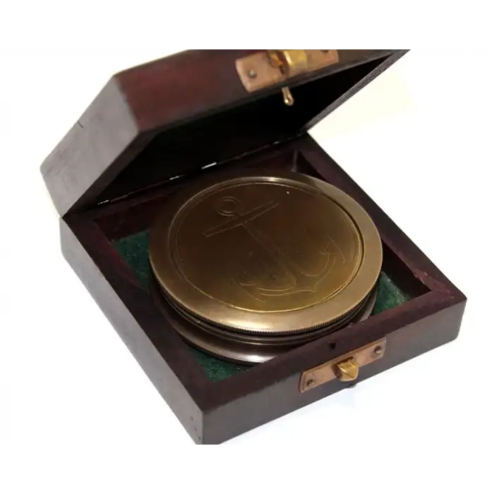 Ahşap Kutulu Pirinç Pusula Ksk41