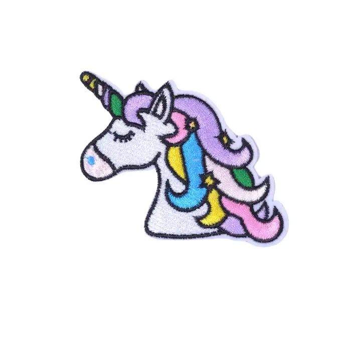 Aplike Ütü İle Yapışan Unicorn At Beyaz Karışık Arma 6x3 cm