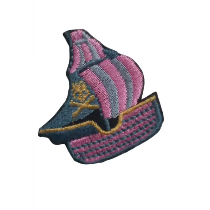 Aplike Ütü İle Yapışan Yelkenli Pembe Arma 4x3 cm