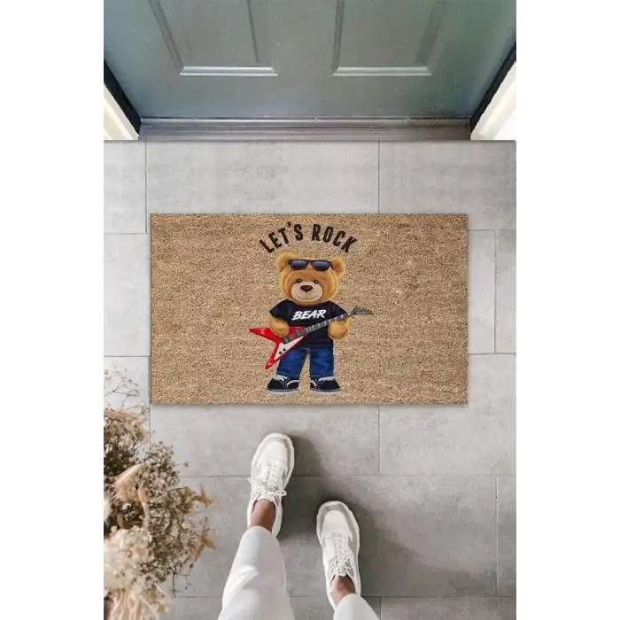Bej Kapı Önü Paspası Lets Rock Ayıcık Desen  K-3322