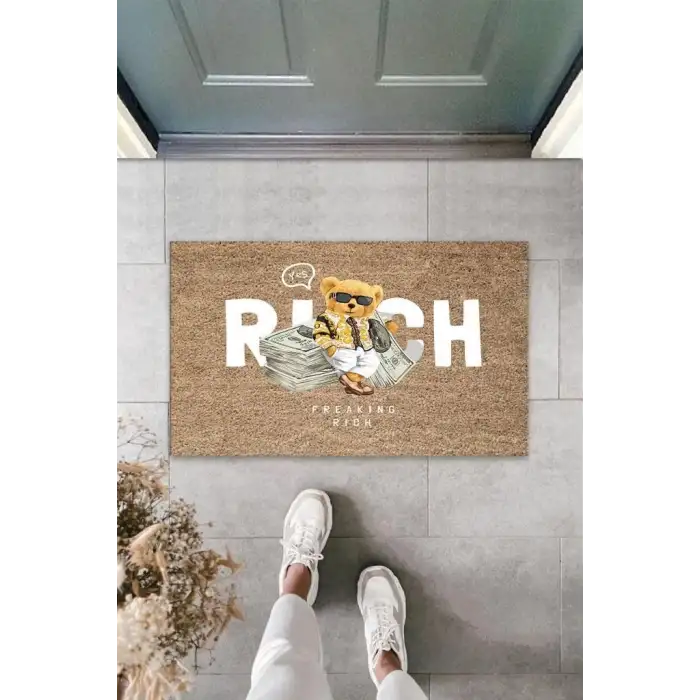 Bej Kapı Önü Paspası Rich Ayıcık Desen  K-3348