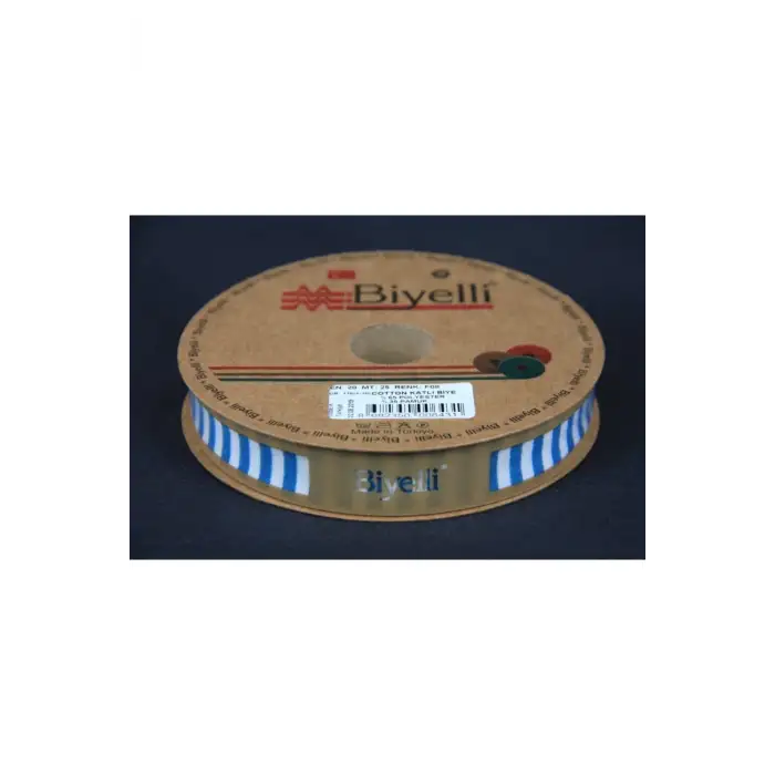 Biye Kalın Çizgili Katlı F08 Petrol 2 cm 25 Metre %65 Koton %35 Polyester