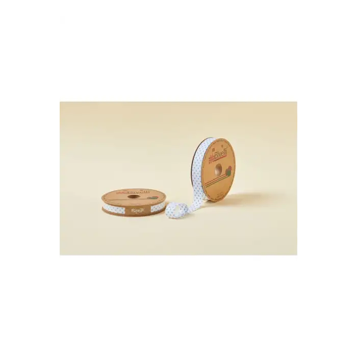 Biye Puanlı Katlı B01 Mavi 2 cm 25 Metre %65 Koton %35 Polyester