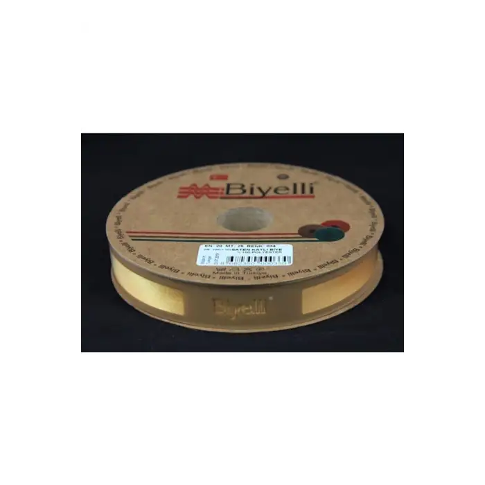 Biye Saten Katlı 034 Sarı 2 cm 25 Metre %100 Polyester