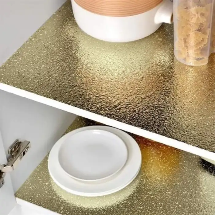 New 10 Metre Kendinden Yapışkanlı Silinebilir Mutfak Tezgah Üstü Sticker Folyo Gold Renk