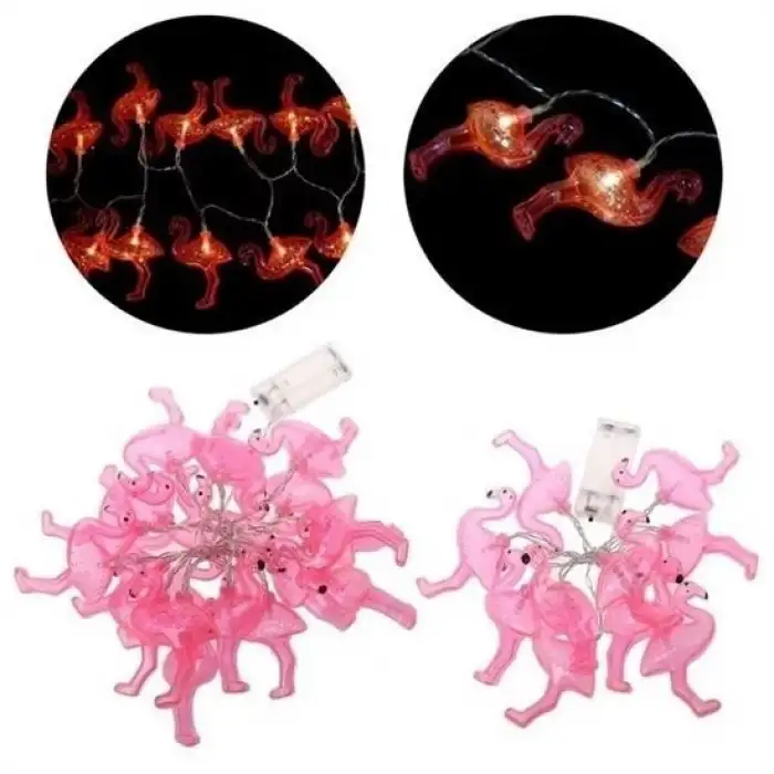 New 10lu Pilli Led Flamingo Dekoratif Işık Zinciri Aydınlatma 1,5 Mt
