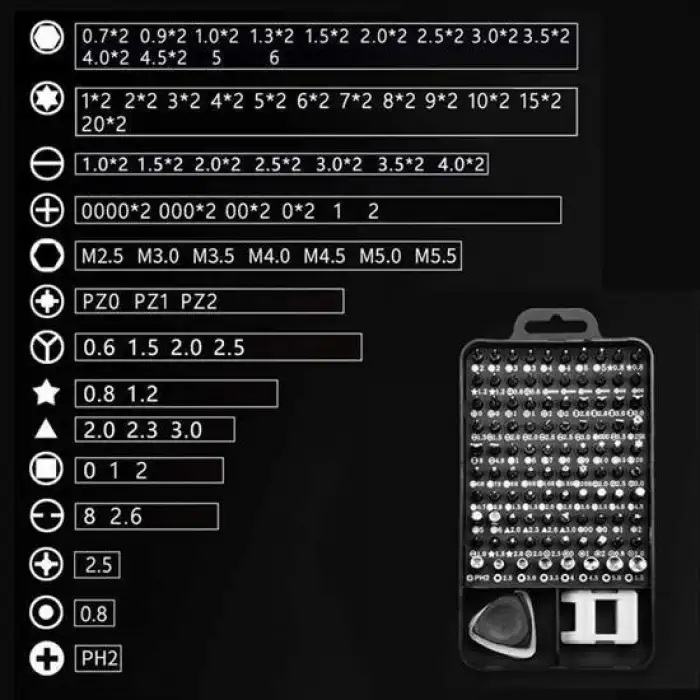 New 115 in 1 Hassas Tornavida Onarım Alet Manyetik Sürücü Kitli Elektronik Hassas Tornavida Seti