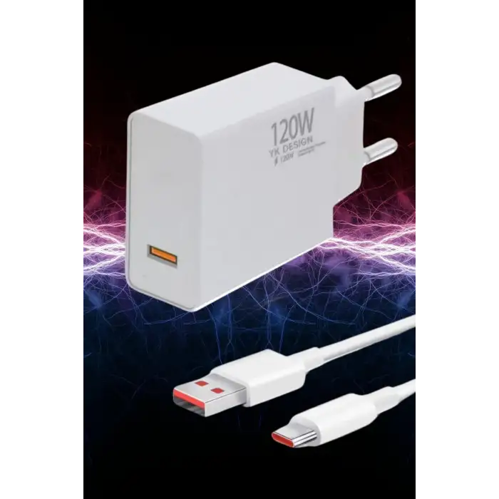 New 120W USB Hızlı Type C Uçlu Kablolu Şarj Aleti