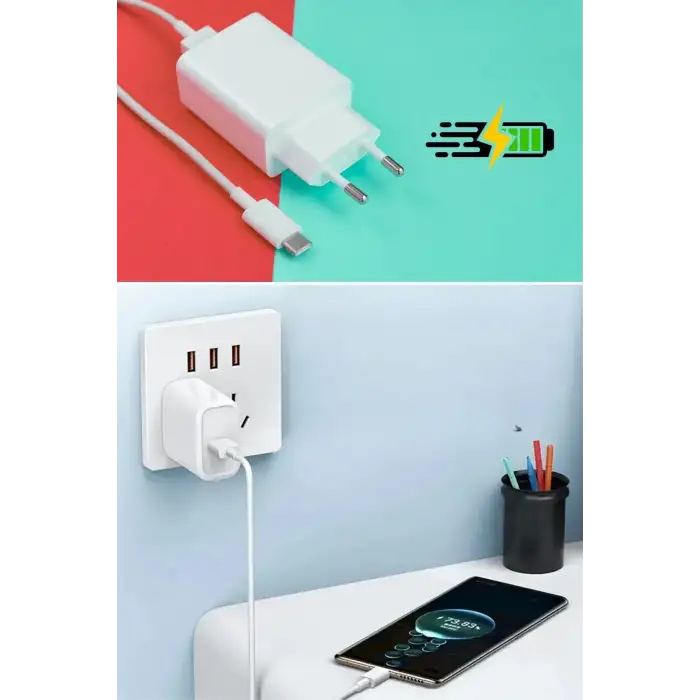New 120W USB Hızlı Type C Uçlu Kablolu Şarj Aleti
