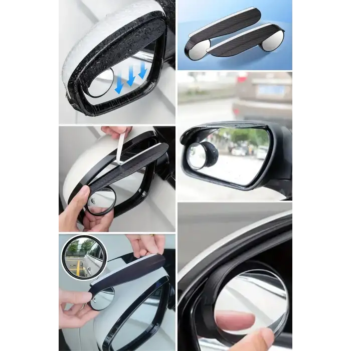 New 2 Adet Kendinden Aynalı Karbon Fiber Görünümlü Araba Yan Ayna Yağmur Koruyucuları Yağmur & Kar Kalkanı Visörler