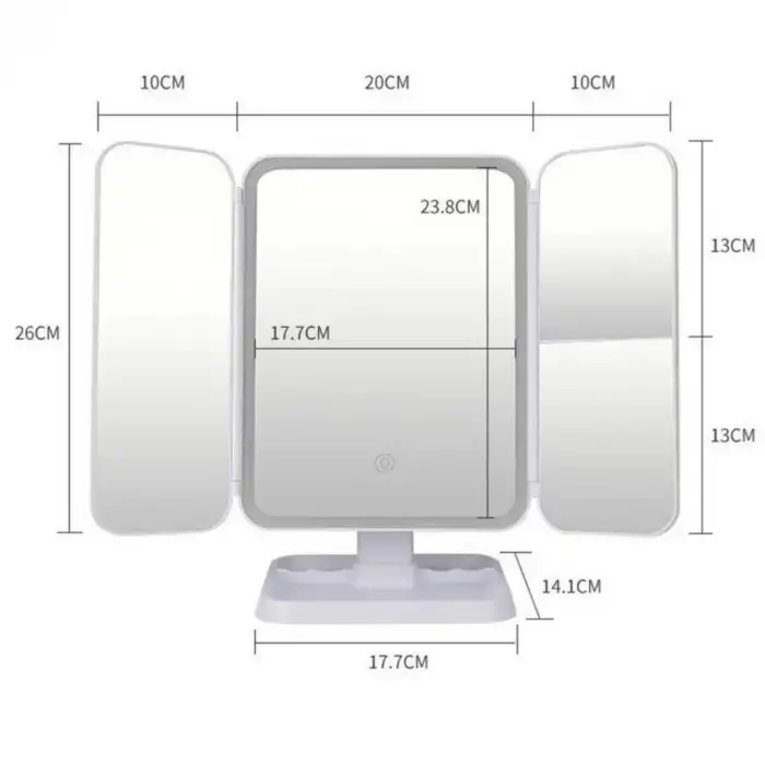 New 2 Kapaklı,3 Farklı Dokunmatik Led Ayarlı USB Şarj ile Şarj Olabilen Makyaj Aynası