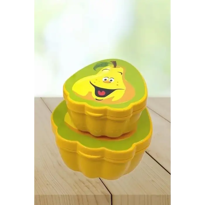 New 2li İç İçe Geçebilen Armut Model Saklama ve Beslenme Kabı Seti (550 ml + 250 ml)