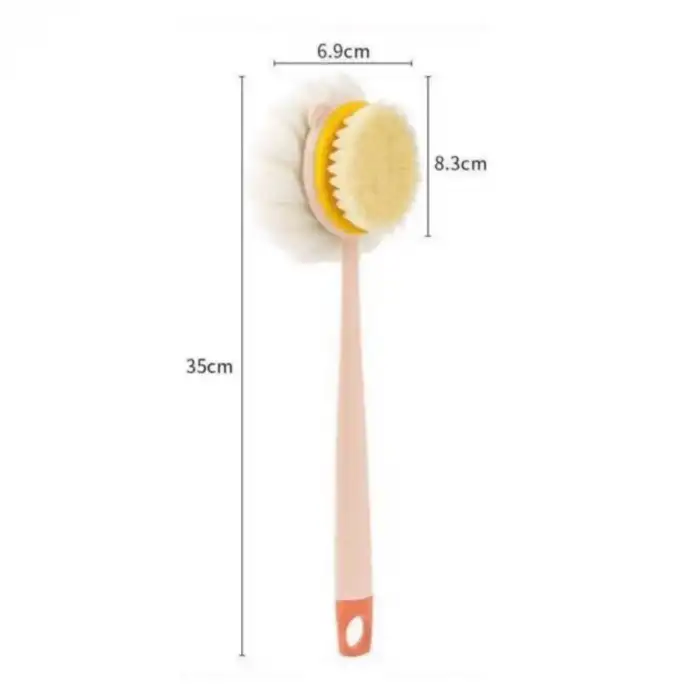 New 2si 1 Arada Çift Taraflı Uzun Saplı Fırçalı Banyo Vücut Sırt Fırçası Banyo Lifi