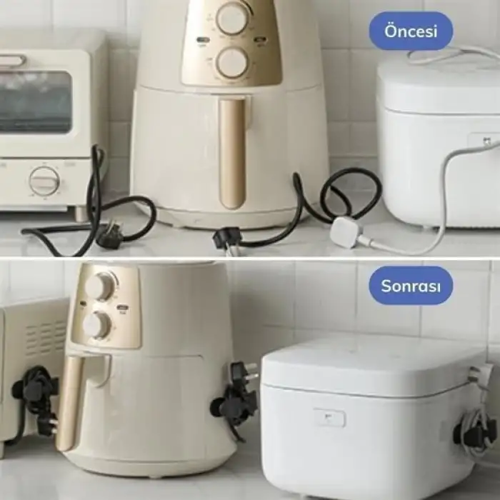 New 2li Kablo Tutucu Silikon Kordon Sarıcı Kablo Yönetici Klips