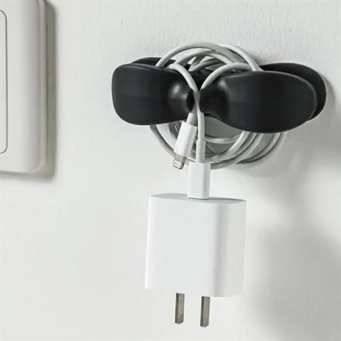 New 2li Kablo Tutucu Silikon Kordon Sarıcı Kablo Yönetici Klips