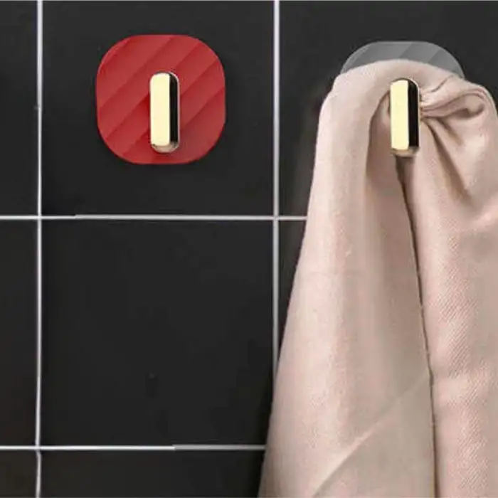 New 2li Yapışkanlı Retro Askılık Dolap Kapak Kulpu Kırmızı