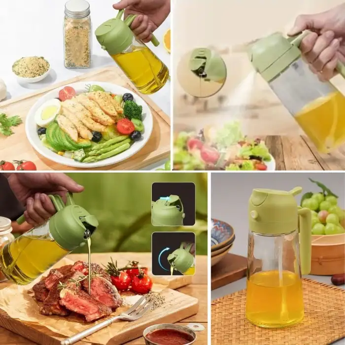 New 2si 1arada Yağ Dökücü ve Spreyli Yağdanlık Cam Yağ Püskürtücü